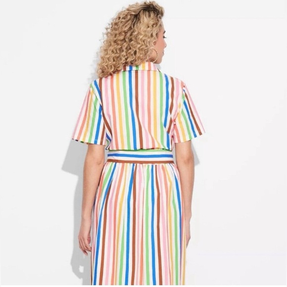 NWT Target Pride Striped Woven Shirt Dress Size Small Colorful Maxi Collared - Picture 9 of 9